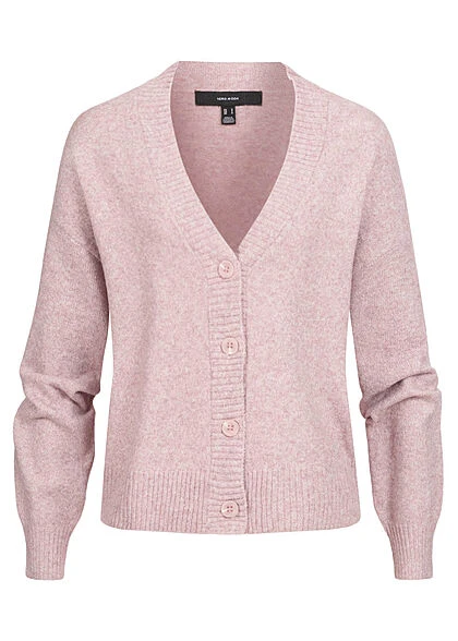 Vero Moda Damen NOOS V-Neck Cardigan Mit Knopfleiste Ballonärmel Woodrose 3 Vero Moda Damen NOOS V-Neck Cardigan Mit Knopfleiste Ballonärmel Woodrose
