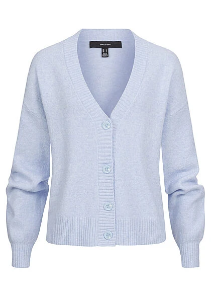 Vero Moda Damen NOOS V-Neck Cardigan Mit Knopfleiste Ballonärmel Blue Bell Blau 3 Vero Moda Damen NOOS V-Neck Cardigan Mit Knopfleiste Ballonärmel Blue Bell Blau