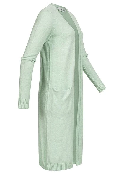 VILA Damen NOOS Longform Cardigan Offener Schnitt 2-Pockets Grayed Jade Grün 4 VILA Damen NOOS Longform Cardigan Offener Schnitt 2-Pockets Grayed Jade Grün – Bild 2