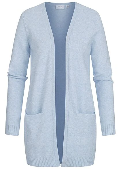 VILA Damen NOOS Midi Cardigan Offener Schnitt 2-Pockets Kentucky Blau 3 VILA Damen NOOS Midi Cardigan Offener Schnitt 2-Pockets Kentucky Blau