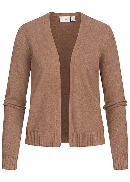 VILA Damen NOOS Kurzer Cardigan Offener Schnitt Portabella Braun 3 VILA Damen NOOS Kurzer Cardigan Offener Schnitt Portabella Braun