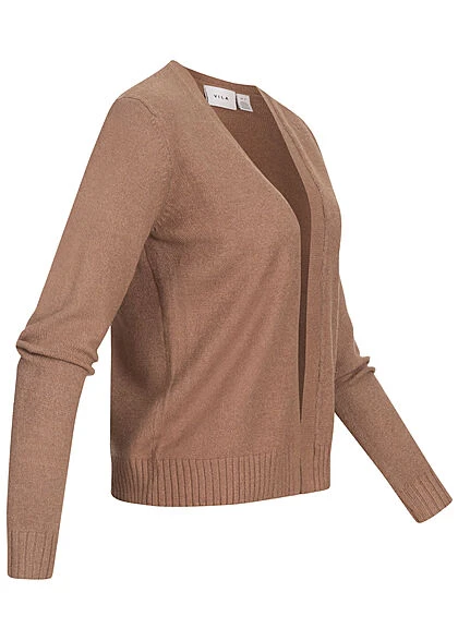 VILA Damen NOOS Kurzer Cardigan Offener Schnitt Portabella Braun 4 VILA Damen NOOS Kurzer Cardigan Offener Schnitt Portabella Braun – Bild 2