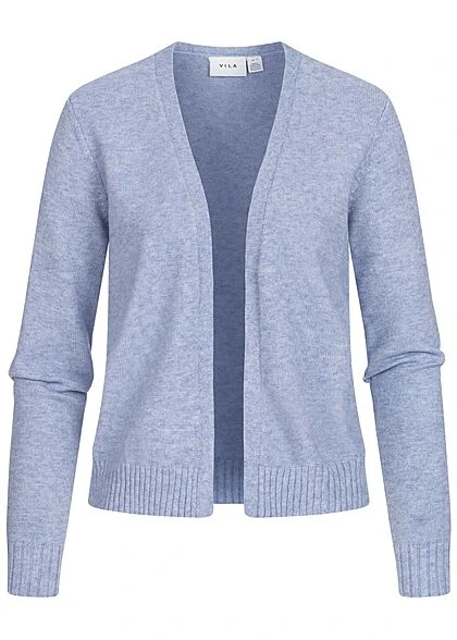 VILA Damen NOOS Kurzer Cardigan Offener Schnitt English Manor Blau 3 VILA Damen NOOS Kurzer Cardigan Offener Schnitt English Manor Blau