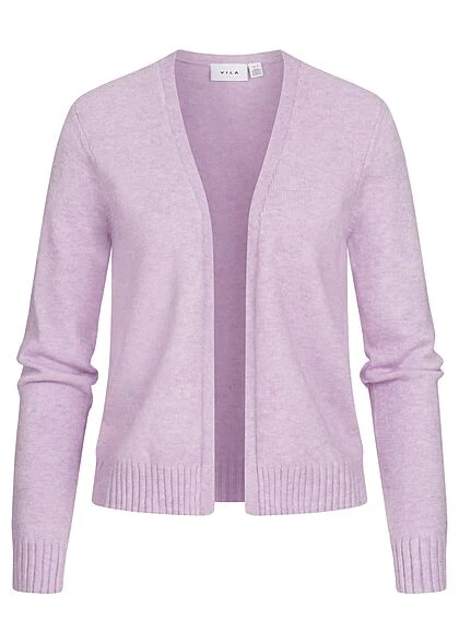 VILA Damen NOOS Kurzer Cardigan Offener Schnitt Pastel Lilac Lila 3 VILA Damen NOOS Kurzer Cardigan Offener Schnitt Pastel Lilac Lila