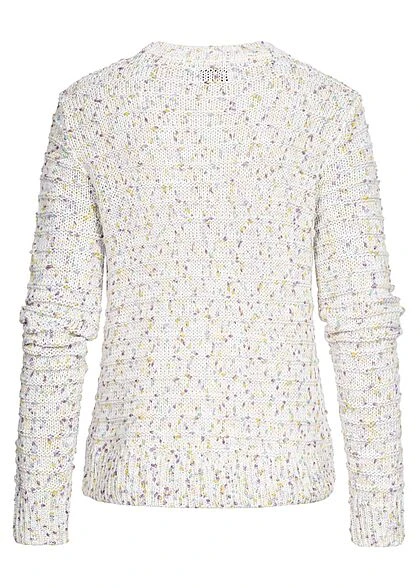 ONLY Damen Vokuhila Strickpullover Mit Multicolor Punkten Cloud Dancer Weiss 4 ONLY Damen Vokuhila Strickpullover Mit Multicolor Punkten Cloud Dancer Weiss – Bild 2