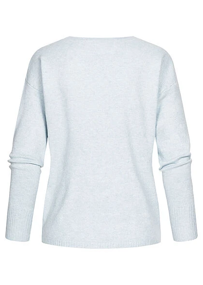 ONLY Damen NOOS V-Neck Strickpullover Rippbüdchen Nebel Blau 4 ONLY Damen NOOS V-Neck Strickpullover Rippbüdchen Nebel Blau – Bild 2