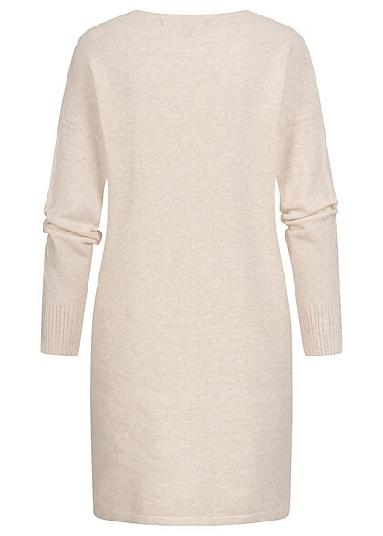 Vero Moda Damen V-Neck Strickkleid Flachstrick Birch Beige Melange 5 Vero Moda Damen V-Neck Strickkleid Flachstrick Birch Beige Melange – Bild 3