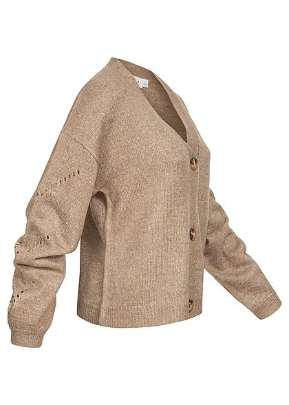 VILA Damen NOOS Cardigan Strickjacke Mit Knopfleiste V-Neck Portabella Braun 4 VILA Damen NOOS Cardigan Strickjacke Mit Knopfleiste V-Neck Portabella Braun – Bild 2