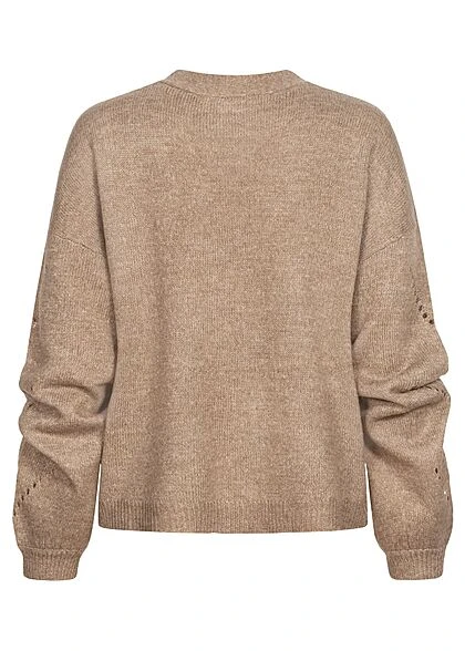 VILA Damen NOOS Cardigan Strickjacke Mit Knopfleiste V-Neck Portabella Braun 5 VILA Damen NOOS Cardigan Strickjacke Mit Knopfleiste V-Neck Portabella Braun – Bild 3