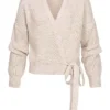 Cloud5ive Damen Kurzer V-Neck Wickelcardigan Seitlich Zum Binden Hell Beige -Vero Moda Verkaufsgeschäft 21126125
