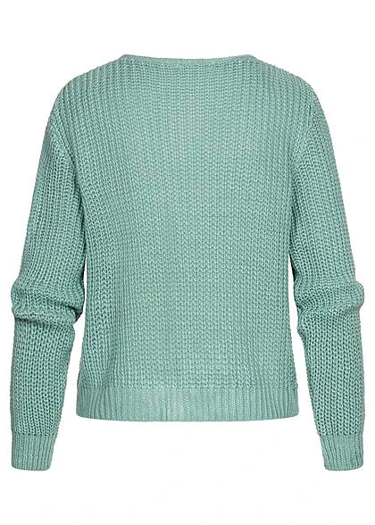 Cloud5ive Damen Kurzer Basic V-Neck Strickcardigan Mit Knopfleiste Türkis 4 Cloud5ive Damen Kurzer Basic V-Neck Strickcardigan Mit Knopfleiste Türkis – Bild 2