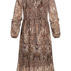Cloud5ive Damen Langes V-Neck Kleid Mit Knopfleiste Paisley Print 2-lagig Braun Beige 7 Cloud5ive Damen Langes V-Neck Kleid Mit Knopfleiste Paisley Print 2-lagig Braun Beige -Vero Moda Verkaufsgeschäft 21126133 2