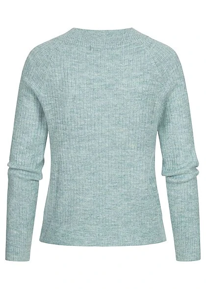 JACQUELINE DE YONG JDY By ONLY Damen Ribbed V-Neck Strickpullover Tourmaline Melange Blau 4 JACQUELINE DE YONG JDY By ONLY Damen Ribbed V-Neck Strickpullover Tourmaline Melange Blau – Bild 2