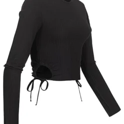 ONLY Damen Ribbed Crop Longsleeve Seitlich Zum Schnüren Schwarz 6 ONLY Damen Ribbed Crop Longsleeve Seitlich Zum Schnüren Schwarz -Vero Moda Verkaufsgeschäft 22010061 1