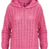 ONLY Damen Struktur Hoodie Grobstrickhoodie Mit Kapuze & Tunnelzug Gin Fizz Pink