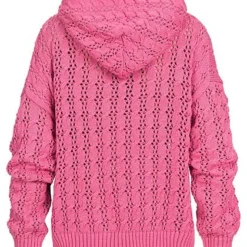 ONLY Damen Struktur Hoodie Grobstrickhoodie Mit Kapuze & Tunnelzug Gin Fizz Pink -Vero Moda Verkaufsgeschäft 22010080 2