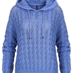 ONLY Damen Struktur Hoodie Grobstrickhoodie Mit Kapuze & Tunnelzug Ultramarine Blau
