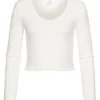 ONLY Damen Cropped V-Neck Longsleeve Pullover Mit Frilldetails Am Saum Weiss -Vero Moda Verkaufsgeschäft 22010092