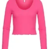 ONLY Damen Cropped V-Neck Longsleeve Pullover Mit Frilldetails Am Saum Pink 2 ONLY Damen Cropped V-Neck Longsleeve Pullover Mit Frilldetails Am Saum Pink -Vero Moda Verkaufsgeschäft 22010093