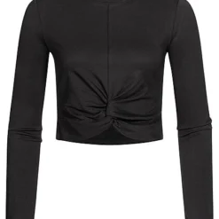 ONLY Damen Kurzes Twist Top Longsleeve Mit Drehdetail Vorn Schwarz