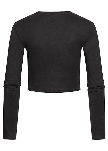 ONLY Damen Kurzes Twist Top Longsleeve Mit Drehdetail Vorn Schwarz 4 ONLY Damen Kurzes Twist Top Longsleeve Mit Drehdetail Vorn Schwarz – Bild 2