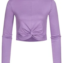 ONLY Damen Kurzes Twist Top Longsleeve Mit Drehdetail Vorn Chalk Violet Lila