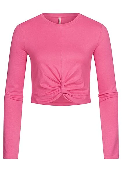 ONLY Damen Kurzes Twist Top Longsleeve Mit Drehdetail Vorn Gin Fizz Pink 3 ONLY Damen Kurzes Twist Top Longsleeve Mit Drehdetail Vorn Gin Fizz Pink