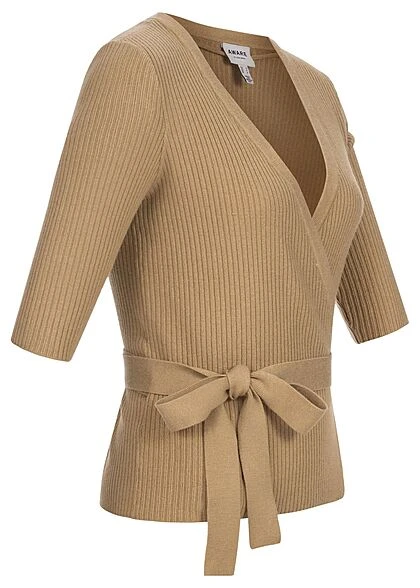Vero Moda Damen 1/2 V-Neck Wickelstrickcardigan Mit Struktur Travertine Braun 4 Vero Moda Damen 1/2 V-Neck Wickelstrickcardigan Mit Struktur Travertine Braun – Bild 2