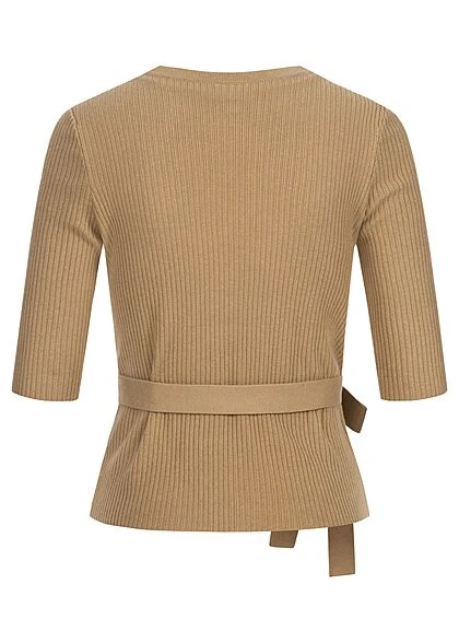 Vero Moda Damen 1/2 V-Neck Wickelstrickcardigan Mit Struktur Travertine Braun 5 Vero Moda Damen 1/2 V-Neck Wickelstrickcardigan Mit Struktur Travertine Braun – Bild 3