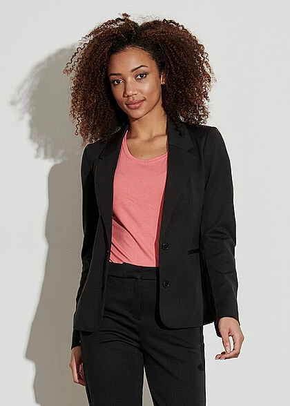 Vero Moda Damen NOOS Slim Fit Jersey Blazer 2-Pockets Knopfleiste Schwarz 6 Vero Moda Damen NOOS Slim Fit Jersey Blazer 2-Pockets Knopfleiste Schwarz – Bild 4