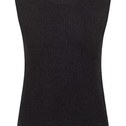 Pieces Damen NOOS Strickweste Pullunder Gerippt Schwarz