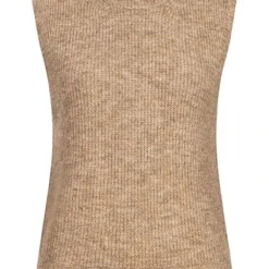 Pieces Damen NOOS Strickweste Pullunder Gerippt Silver Mink