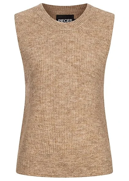 Pieces Damen NOOS Strickweste Pullunder Gerippt Silver Mink 3 Pieces Damen NOOS Strickweste Pullunder Gerippt Silver Mink
