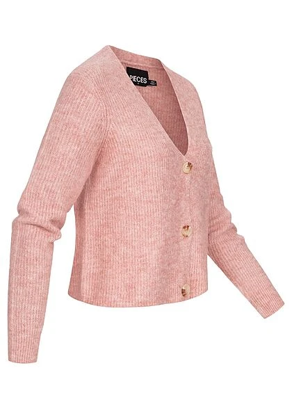 Pieces Damen NOOS Kurze V-Neck Strickjacke Cardigan Knopfleiste Misty Rose 4 Pieces Damen NOOS Kurze V-Neck Strickjacke Cardigan Knopfleiste Misty Rose – Bild 2