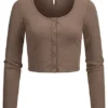 ONLY Damen Cropped Struktur Longsleeve Mit Deko Knopfleiste Walnut Braun 1 ONLY Damen Cropped Struktur Longsleeve Mit Deko Knopfleiste Walnut Braun -Vero Moda Verkaufsgeschäft 22010333
