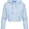 Champion Damen Cropped Hoodie Mit Kapuze & Logo Print Blau
