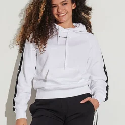 Champion Damen Hoodie Mit Kapuze & Logo Tape Seitlich Kängurutasche Weiss -Vero Moda Verkaufsgeschäft 22010368 3