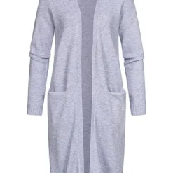 VILA Damen NOOS Longform Cardigan Offener Schnitt 2-Pockets English Manor Blau