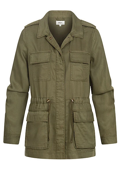 ONLY Damen Utility-Jacke Mit 4 Taschen Taillienkordelzug Fly-Away Kragen Kalamata Oliv 4 ONLY Damen Utility-Jacke Mit 4 Taschen Taillienkordelzug Fly-Away Kragen Kalamata Oliv – Bild 2
