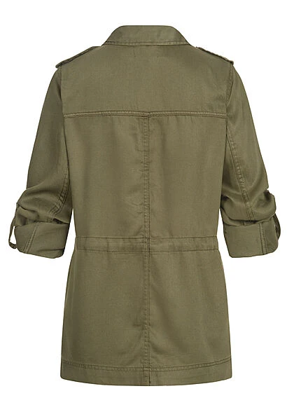 ONLY Damen Utility-Jacke Mit 4 Taschen Taillienkordelzug Fly-Away Kragen Kalamata Oliv 6 ONLY Damen Utility-Jacke Mit 4 Taschen Taillienkordelzug Fly-Away Kragen Kalamata Oliv – Bild 4