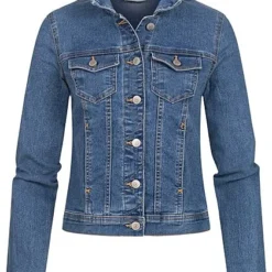 ONLY Damen Jeans Jacke Mit Knopfleiste 4-Pockets Medium Blau Denim