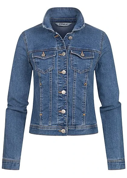 ONLY Damen Jeans Jacke Mit Knopfleiste 4-Pockets Medium Blau Denim 3 ONLY Damen Jeans Jacke Mit Knopfleiste 4-Pockets Medium Blau Denim