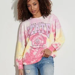 ONLY Damen Oversized Sweater Pullover Longsleeve Mit "New York State" Print Rosa -Vero Moda Verkaufsgeschäft 22020003 2