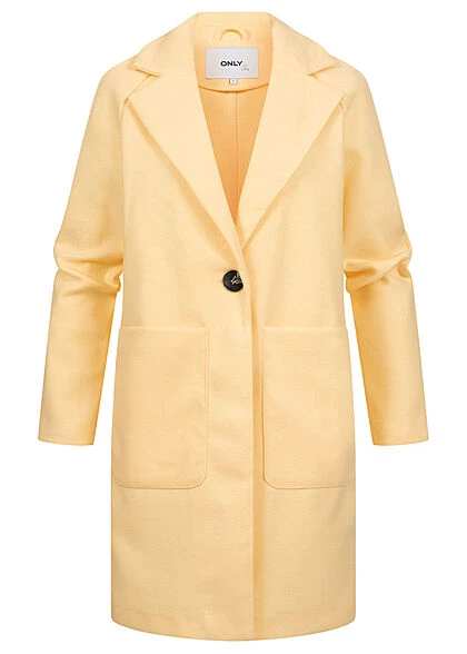 ONLY Damen Übergangsjacke Coatigan Mit 2 Taschen & 1-Knopfverschluss Pastel Gelb 3 ONLY Damen Übergangsjacke Coatigan Mit 2 Taschen & 1-Knopfverschluss Pastel Gelb