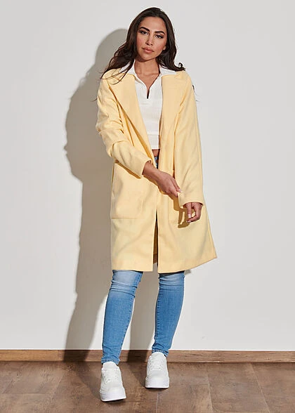 ONLY Damen Übergangsjacke Coatigan Mit 2 Taschen & 1-Knopfverschluss Pastel Gelb 6 ONLY Damen Übergangsjacke Coatigan Mit 2 Taschen & 1-Knopfverschluss Pastel Gelb – Bild 4