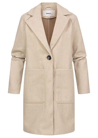 ONLY Damen Übergangsjacke Coatigan Mit 2 Taschen & 1-Knopfverschluss Humus Beige 3 ONLY Damen Übergangsjacke Coatigan Mit 2 Taschen & 1-Knopfverschluss Humus Beige