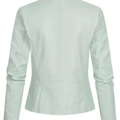 ONLY Damen Kurze Kunstleder Jacke Mit Stehkragen 2-Pockets Harbor Gray Grün Türkis -Vero Moda Verkaufsgeschäft 22020047 3