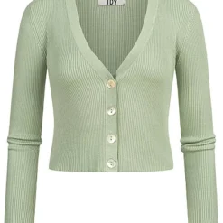 JACQUELINE DE YONG JDY By ONLY Damen NOOS V-Neck Cardigan Mit Knopfleiste Kurz Geschnitten Frosty Grün