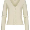 Aware By Vero Moda Damen Cardigan Mit Knopfleiste V-Neck Frilldetails Grün 2 Aware By Vero Moda Damen Cardigan Mit Knopfleiste V-Neck Frilldetails Grün -Vero Moda Verkaufsgeschäft 22020544