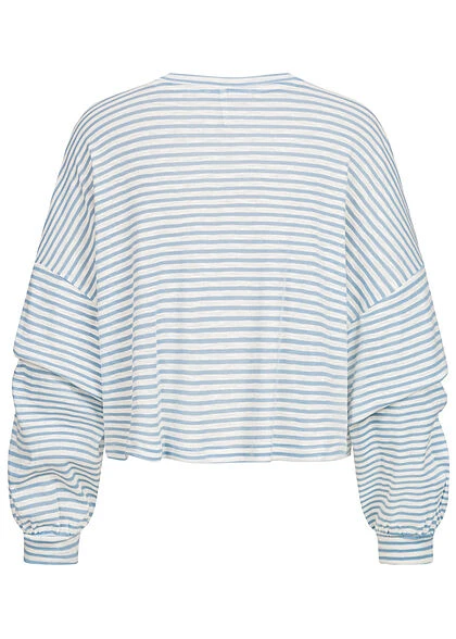 ONLY Damen Short Cut Top Longsleeve Streifen Blau Weiss 4 ONLY Damen Short Cut Top Longsleeve Streifen Blau Weiss – Bild 2